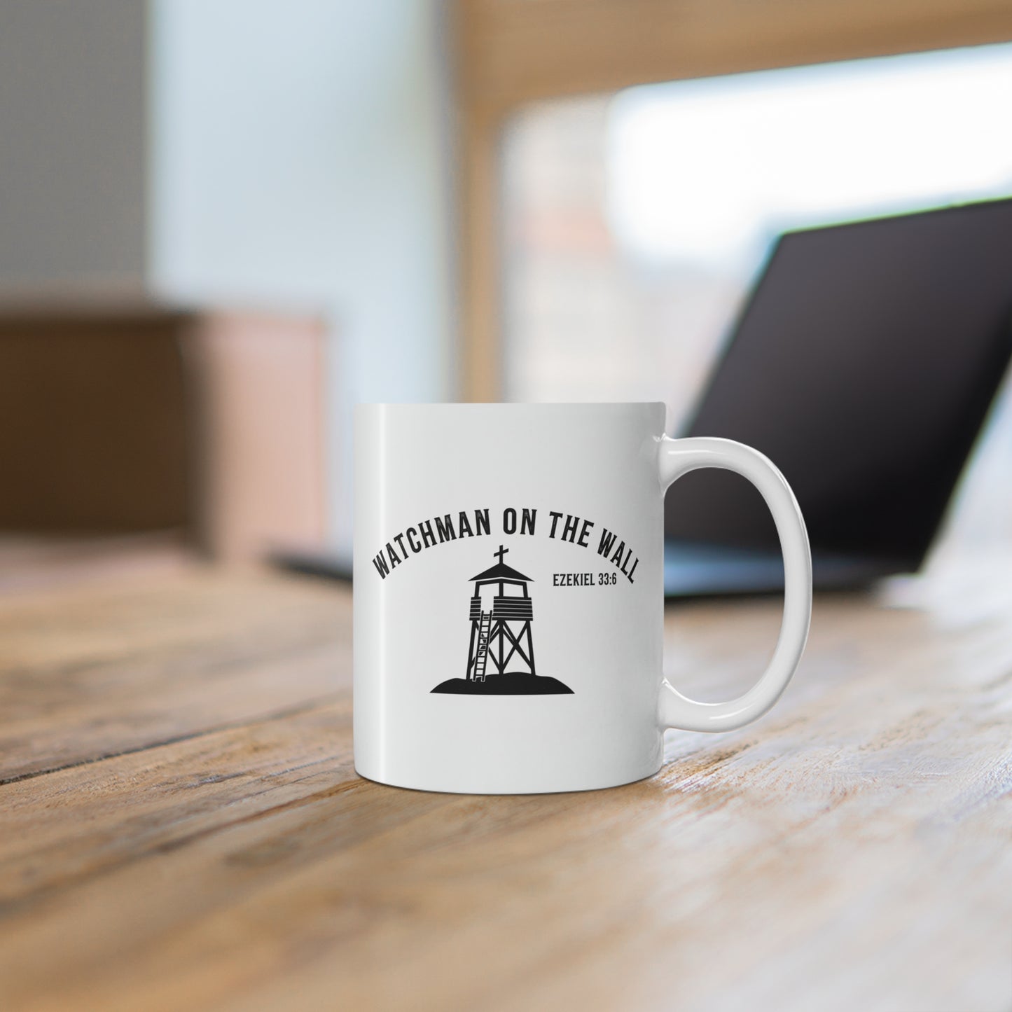 Faith Over Fear Mug — Inspirational Christian Coffee Cup with Cross Shield