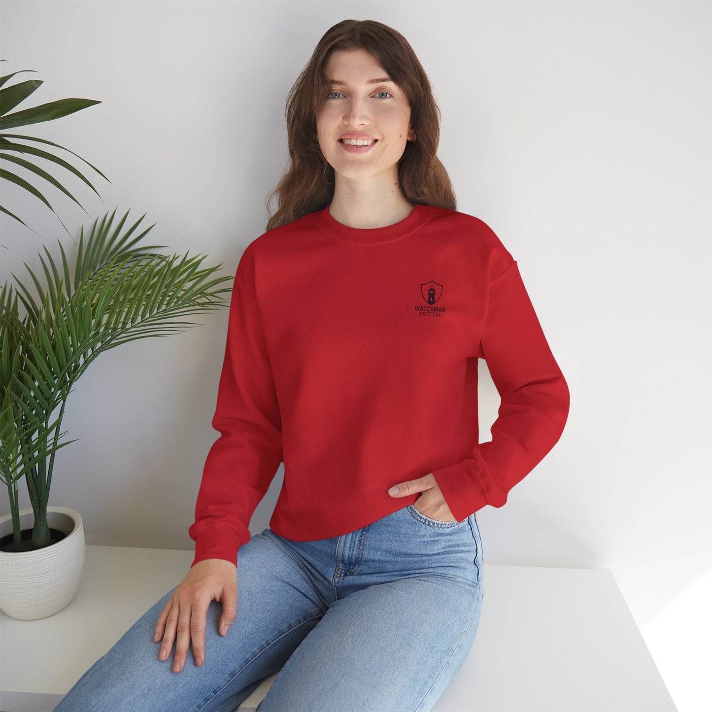 Minimalist Crest Crewneck Sweatshirt — Small Left-Chest Logo