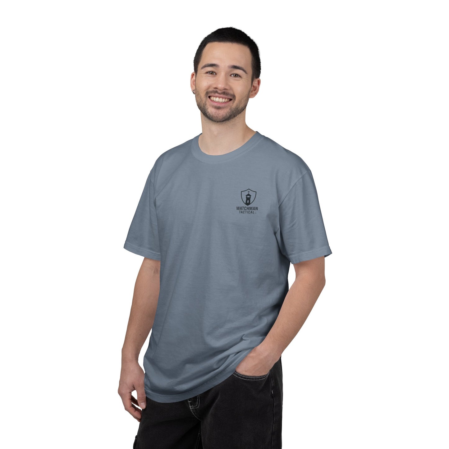 Minimalist Shield Logo T-Shirt — White Chest Emblem