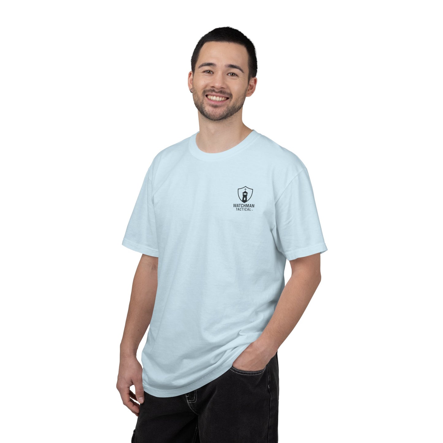 Minimalist Shield Logo T-Shirt — White Chest Emblem
