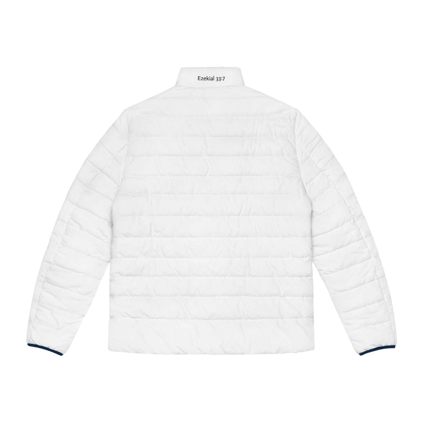 Men's White Puffer Jacket — Minimal Shield Logo Outdoor Coat