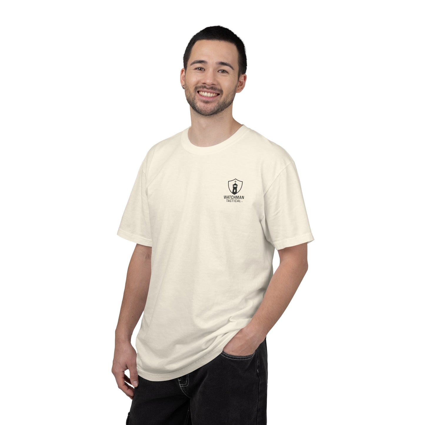 Minimalist Shield Logo T-Shirt — White Chest Emblem