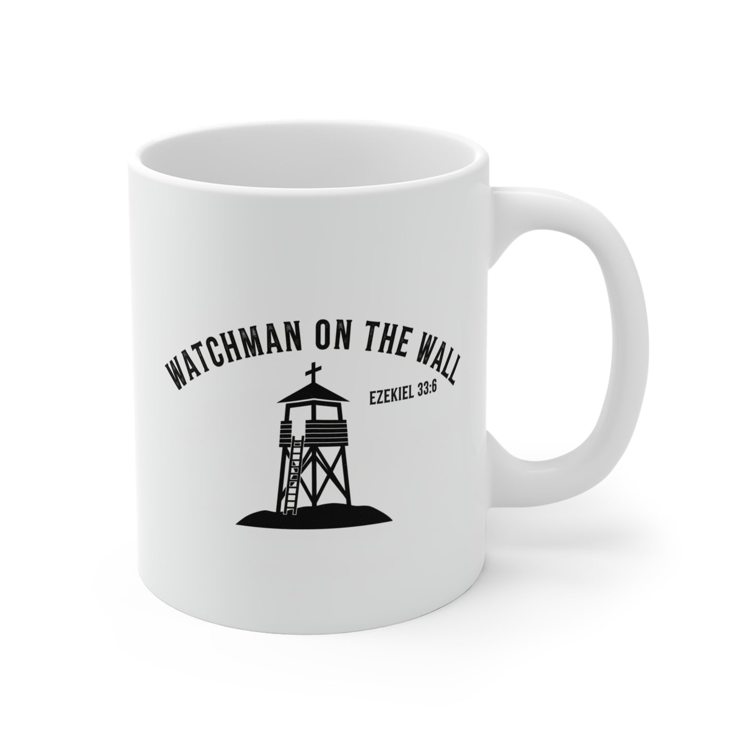 Faith Over Fear Mug — Inspirational Christian Coffee Cup with Cross Shield