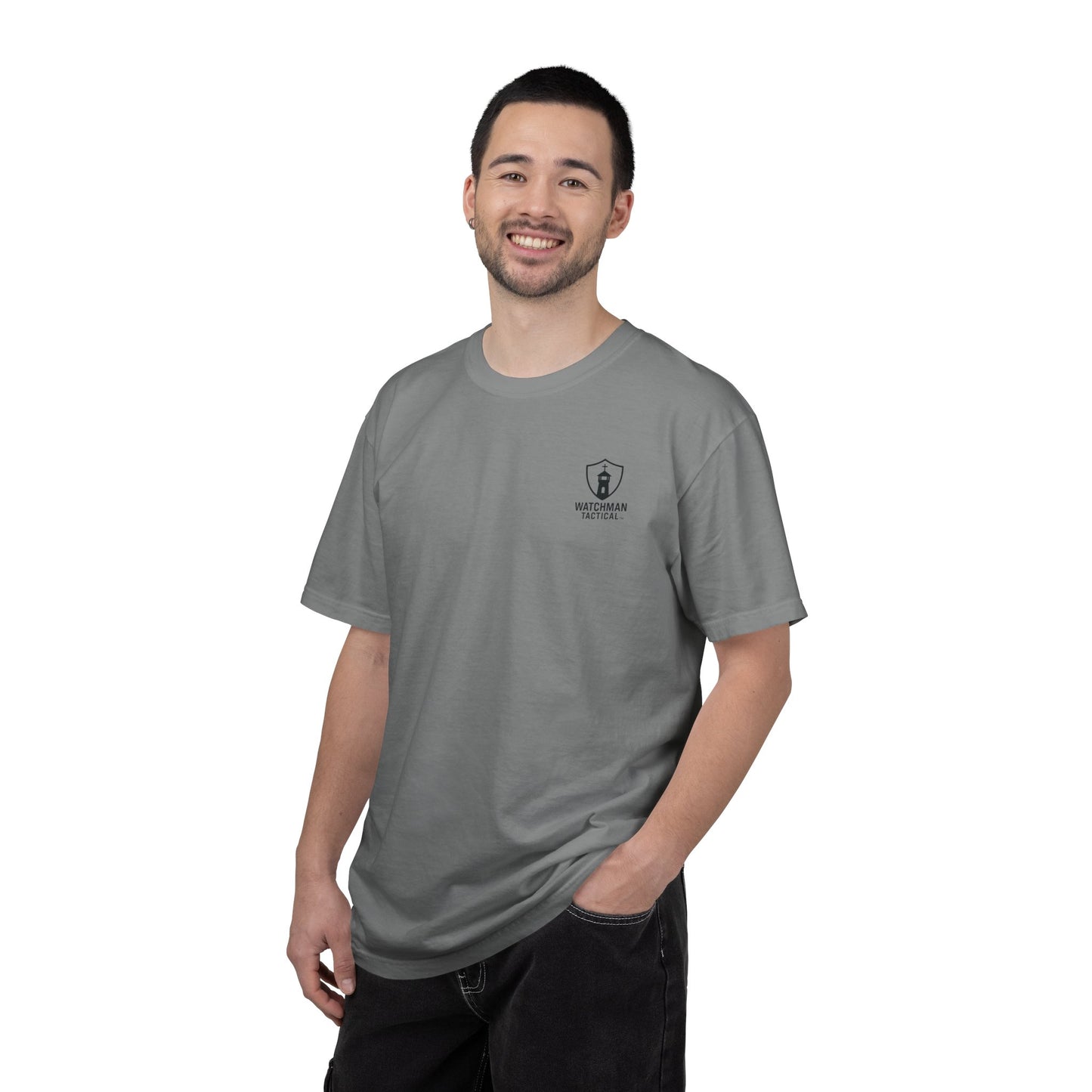 Minimalist Shield Logo T-Shirt — White Chest Emblem