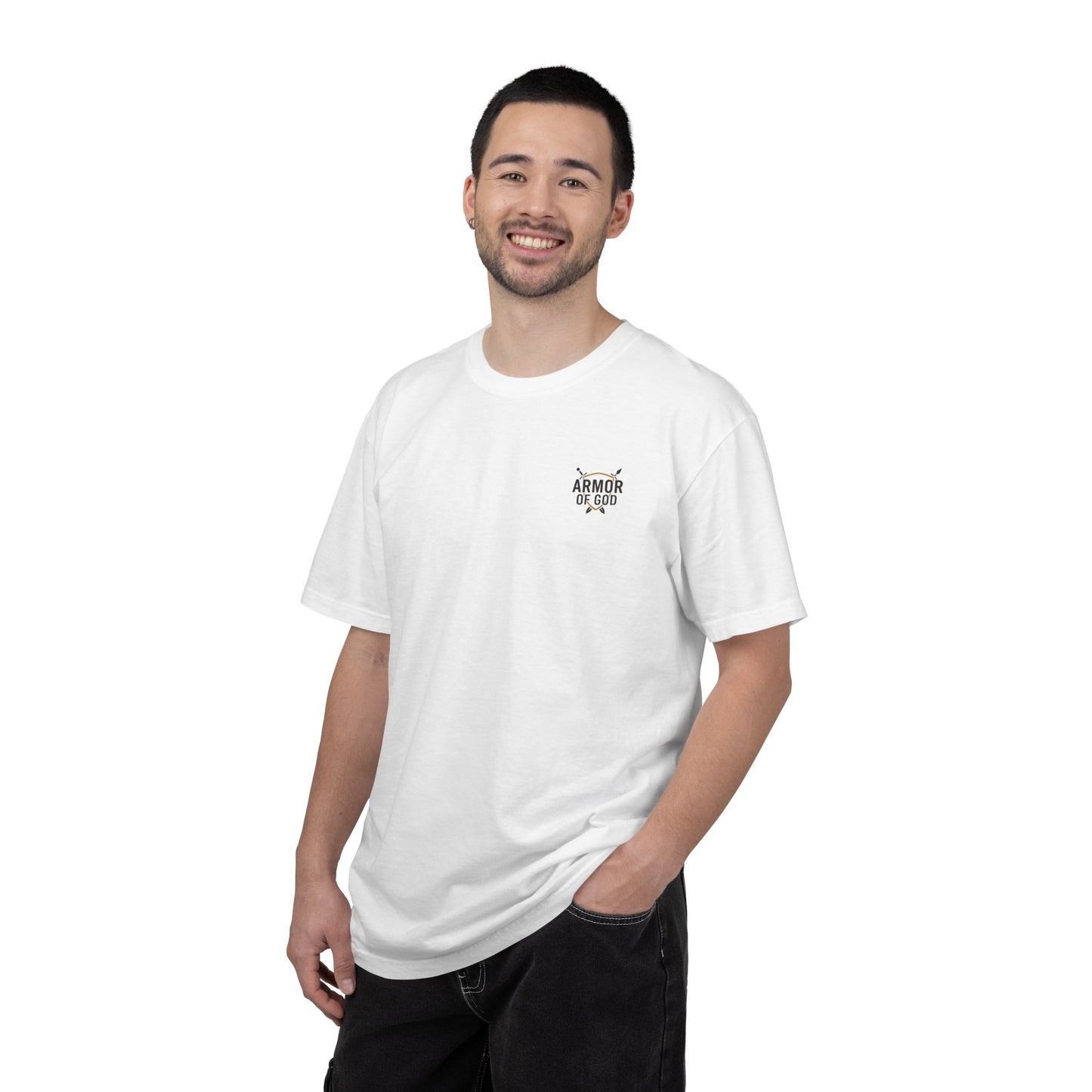 Armor Up Tee — Small Chest Emblem Graphic T-Shirt