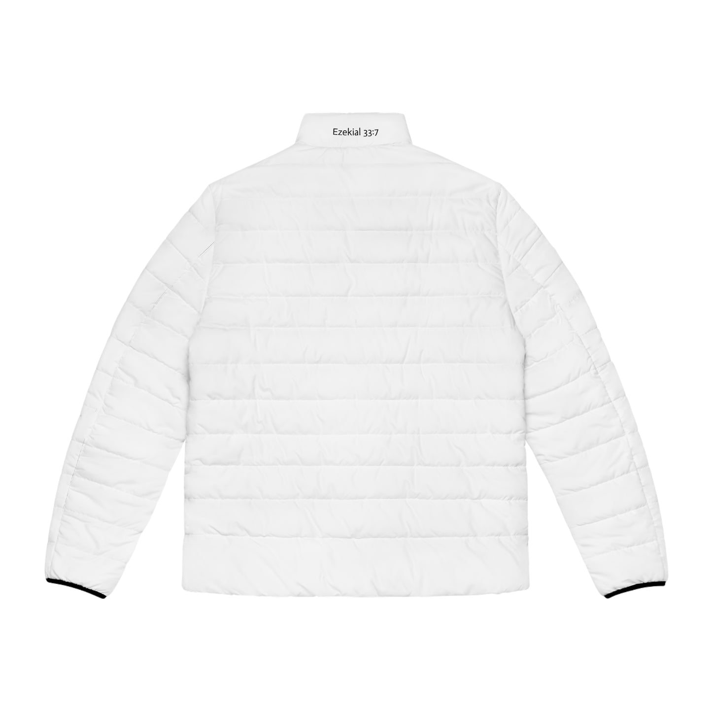 Men's White Puffer Jacket — Minimal Shield Logo Outdoor Coat